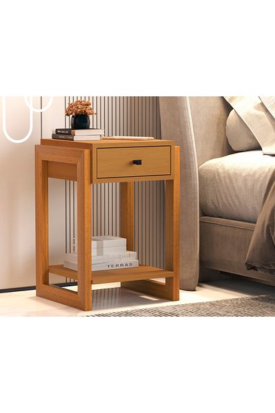 JB Moviecs Side table with drawer for bedroom and home, brown color, 62*36*37
