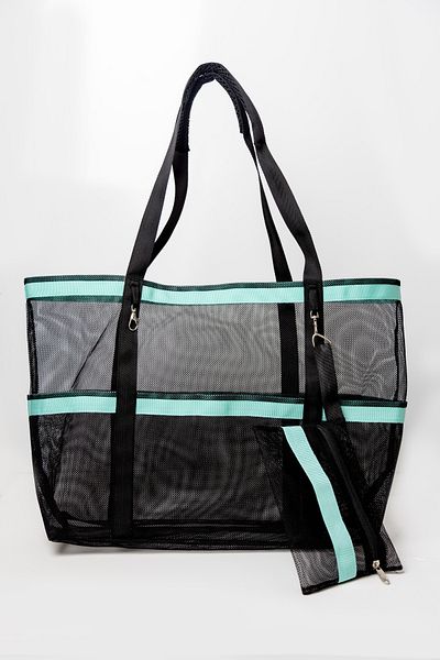 My Party Store Large Size Beach Bag 55X40 cm 6 Pockets Water and Sand Proof 1 Mesh Handbag
