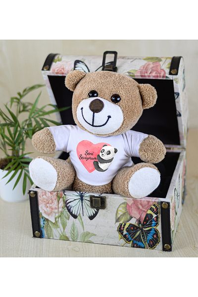Pandamkee 25 cm Flower Bear with I Love You Writing