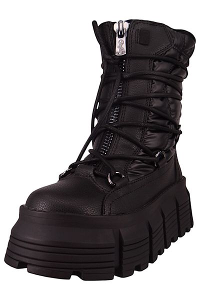 Buffalo Damen Elegante Stiefelette Ava Puffer Hike 1220050 Schwarz Black Textil/Synthetik