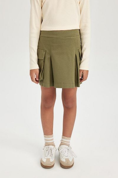 DeFacto Girl's Pleat Detailed Pocketed Gabardine Skirt D3212A824Wn