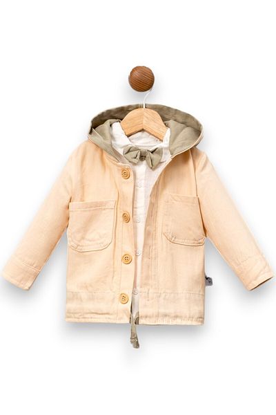 Pivami Baby Boy 4-Piece Linen Set - Hooded Jacket, Shirt, Pants & Bow Tie