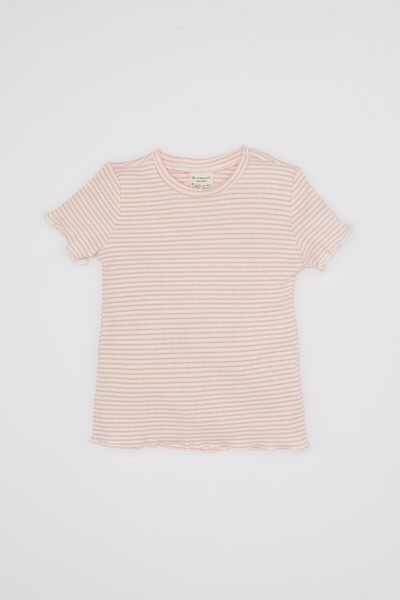 DeFacto Baby Girl Striped Crew Neck Ribbed Camisole T-Shirt - Short Sleeve D5192A524Sp