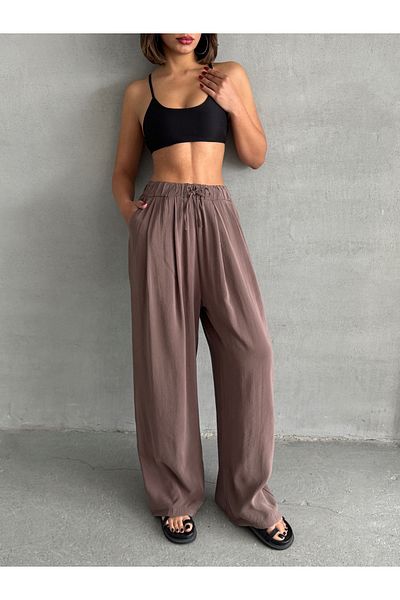 BEJNA Damen Nerz Modal Blended Flowy Weite Maxi-Hose