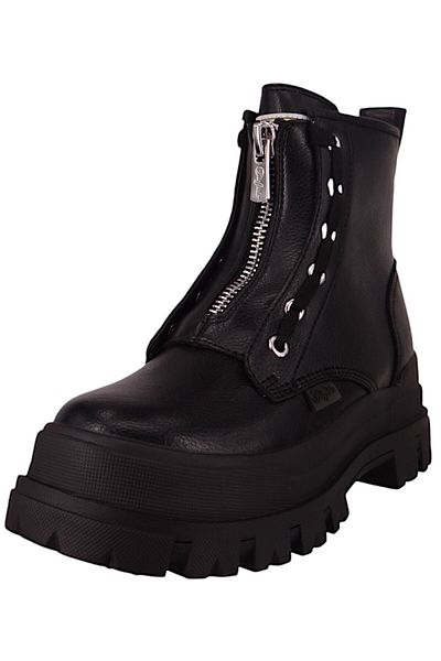 Buffalo Damen Elegante Stiefelette Aspha Zip 1622070 Schwarz Black Kunstleder mit herausnehmbarem Schaumstofffuß