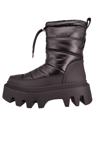 Buffalo Damen Elegante Stiefel Flora Puffer Vegan 1622359 Schwarz Black Textil/Synthetik