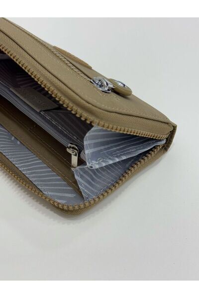 Sanmorris Women's Crinkle Fabric Wallet with Metal Zipper Card Holder and Coin Compartment