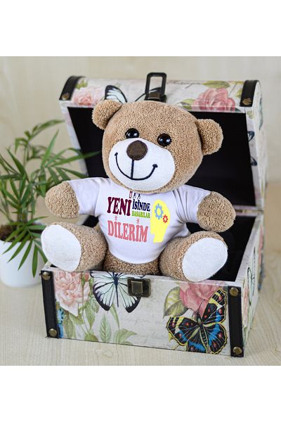 Pandamkee 25 cm Wish You Success in Your New Work Flower Bear