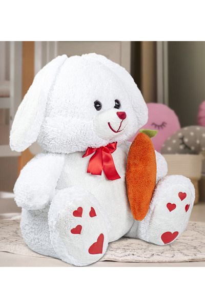 Pandamkee Cute 80 cm Rabbit Holding a Carrot in Her Hand