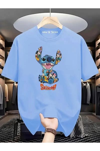 New Shine 1 tricou este un cadou pentru achiziții de 6 și mai sus în coș - Tricou oversize cu imprimeu Stitch
