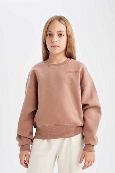 DeFacto Φούτερ με στάμπα για κορίτσια Relax Fit Crew Neck D2886a824wn