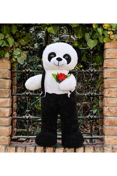Özgüner Oyuncak Standing Plush Panda Toy in Overalls