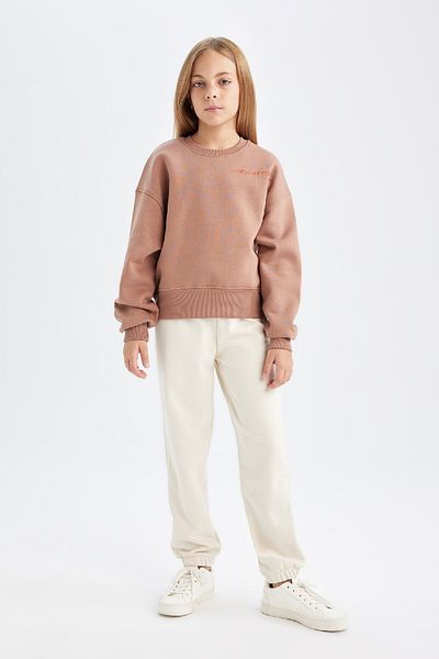 DeFacto Φούτερ με στάμπα για κορίτσια Relax Fit Crew Neck D2886a824wn