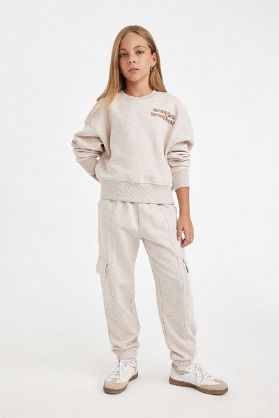 DeFacto Φούτερ με στάμπα για κορίτσια Relax Fit Crew Neck D2886a824wn