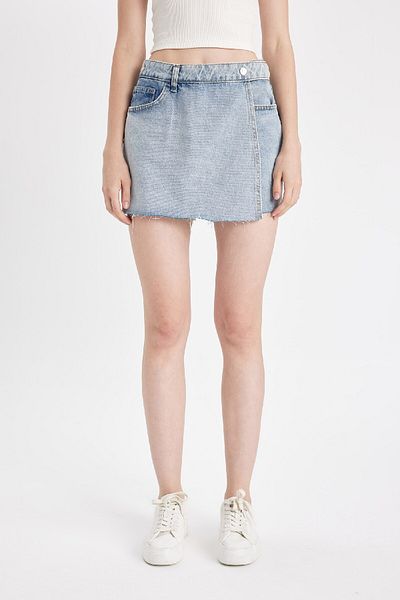 DeFacto Fusta scurtă din denim cu talie înaltă D4587AX24HS