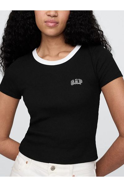 GAP Tricou Crop Gap Logo pentru femei, negru
