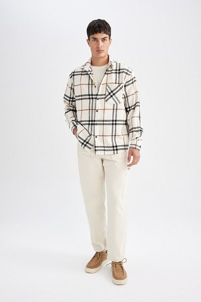 DeFacto Regular Fit kariertes Holzfäller-Flanell-Langarmshirt D4131ax24au