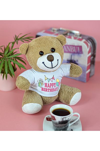 Pandamkee دب زهرة مكتوب عليه عيد ميلاد سعيد مقاس 25 سم