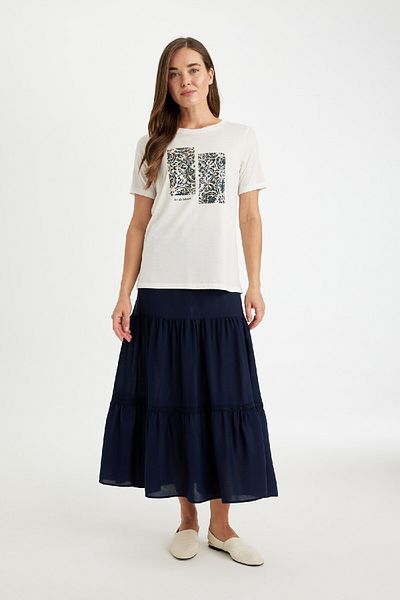 DeFacto Regular Fit Printed Crew Neck Short Sleeve T-Shirt D5445Ax24Au