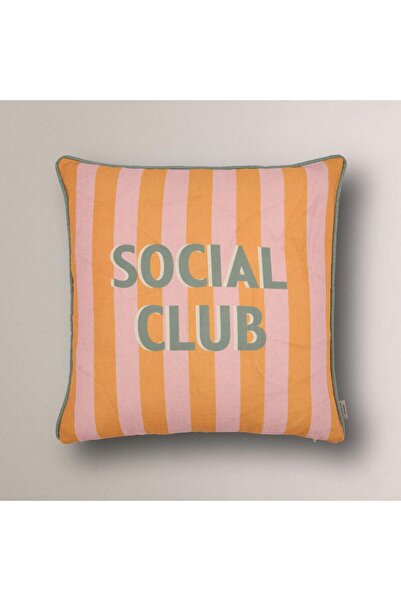 Vanilla Home Husă de pernă cu dungi imprimate Social Club