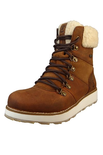 Kamik Damen Winterstiefel Winterschuhe Ariel F WK2059 Braun Cognac Leder mit EDITH LaufsohleEVA