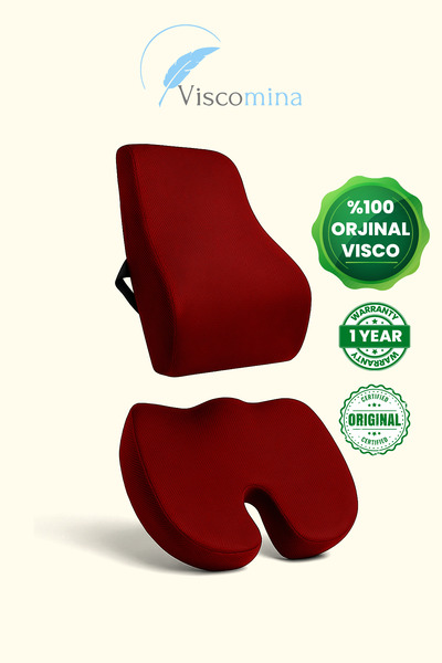 Viscomina % 100 VİSCO ORTOPEDİK OTURMA MİNDERİ % 100 VİSCO ORTOPEDİK BEL MİNDERİ 2 Lİ TAKIM BORDO