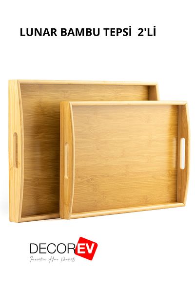 decorev Bamboo 2Li Tray - Presentation and Breakfast 4 Degrees as Expected 46/33/40/28 cm Dimensions
