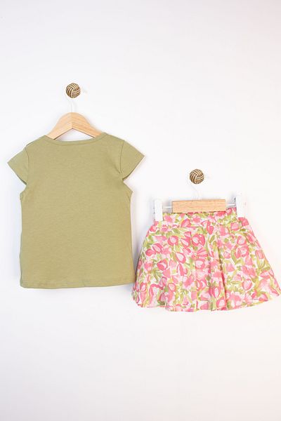 Miniworld Summer Printed Short Sleeve Floral Pattern Pleated Cotton Comfortable Casual Baby Girl Suit