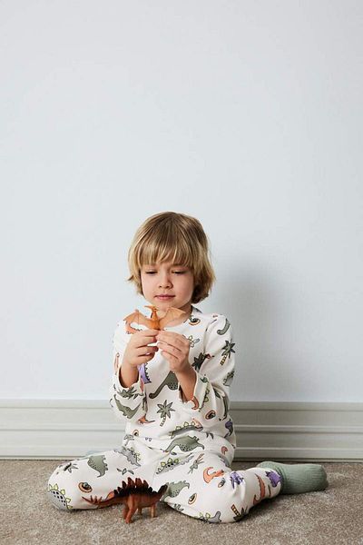 DeFacto New Season Baby Boy Pajama Set Dinosaur Printed Long Sleeve Top Elastic Waist Long