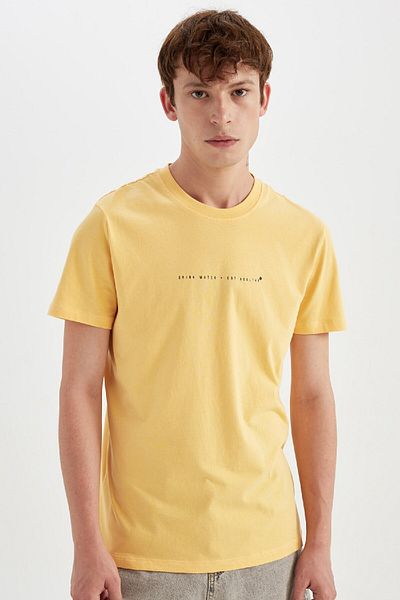 DeFacto Crew Neck Printed Cotton Slim Fit T-Shirt - C2077Ax24Auyl170