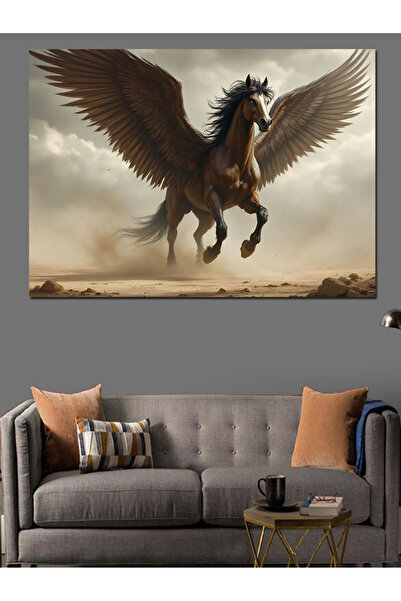 ekart Kanatlı Efsane At Dekoratif Kanvas - Mdf Ahşap Tablo