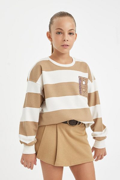 DeFacto Φούτερ για κορίτσια Crew Neck Embroidered Relax Fit - D3862a824au