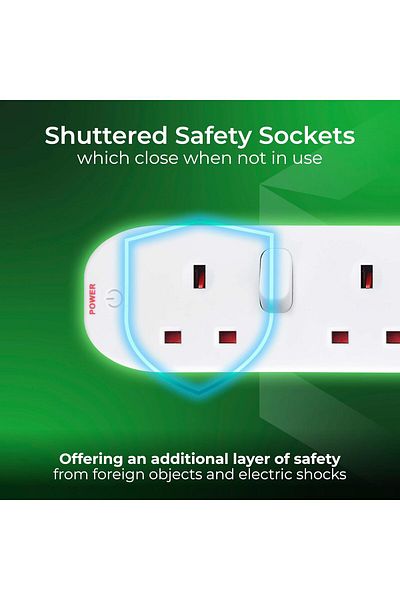 Masterplug Individually Switched Extension Lead 4 Sockets 2 M Cable 13A