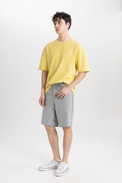 DeFacto Oversize Wide Fit Crew Neck Printed Cotton Short Sleeve T-Shirt C0151Ax24Au