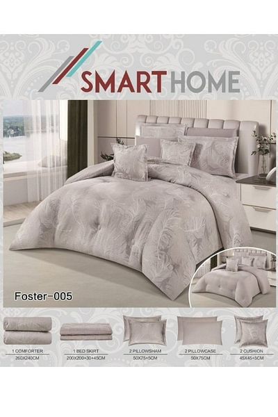 smart home طقم لحاف جاكار للعرائس، نظام مزدوج الجوانب، مفرش سرير من 8 قطع، لحاف من 8 قطع، مصنوع من ألياف دقيقة بنسبة 100%