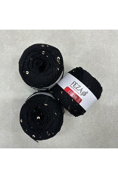 Feza ( 4 Τεμάχια ) Νήμα Πλεξίματος Παγιέτα 103-μαύρο Βαμβακερό-βαμβακερό Λεπτό Νήμα Πλεξίματος Παγιέτα 75% Βαμβάκι 100 gr 310 M D'ior
