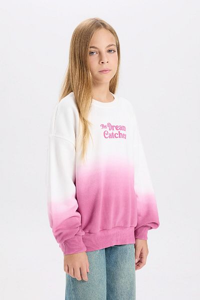 DeFacto Φούτερ για κορίτσια Oversize Wide Fit Crew Neck Gradient printed φούτερ D2887a824wn