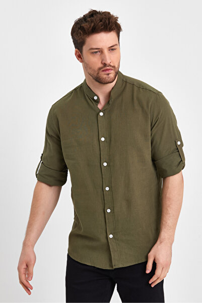 Weyeze Judge Collar Linen Basic Shirt Ae-Y13008Lns