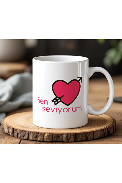 BB TRADE I Love You Designed White Ceramic Printed Mug 330ml