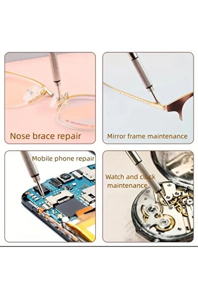 ASLANKAR Hassas çelik gözlük ve saat tamir tornavida seti anahtarlık özellikli 1 adet.