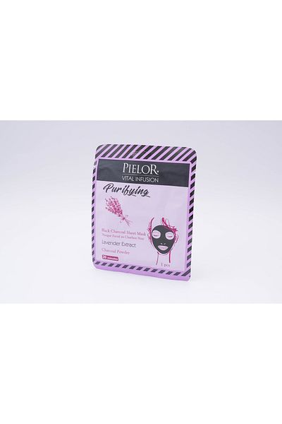Pielor Hammam El Hana PIELOR VITAL INFUSION BLACK CHARCOAL FACIAL SHEET MASK 25ML PURIFYING-LAVANDER