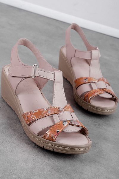 Lal Shoes & Bags Sandale cu toc pentru femei, din piele naturală, cu dungi cu velcro-VISION