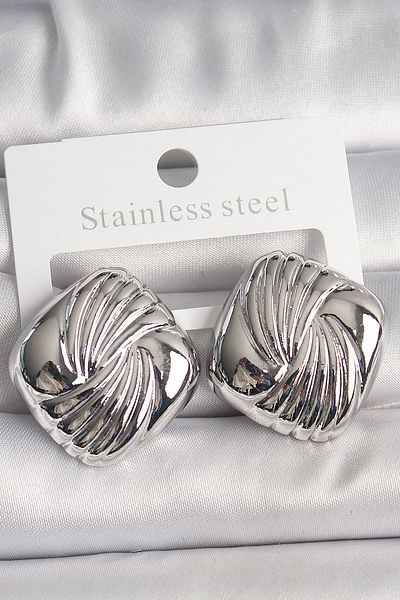 Skygo Brass Silver Color Embroidered Square Model Women's Earrings - Tj-Bkp10156