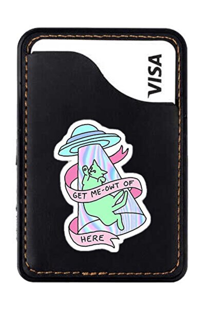 General Mobile Iphone 5 5s Se 6 6s 7 8 Plus X Xr Xs Max Için Deri 3m Uyumlu Bantlı Kartlık - Kedi Sticker