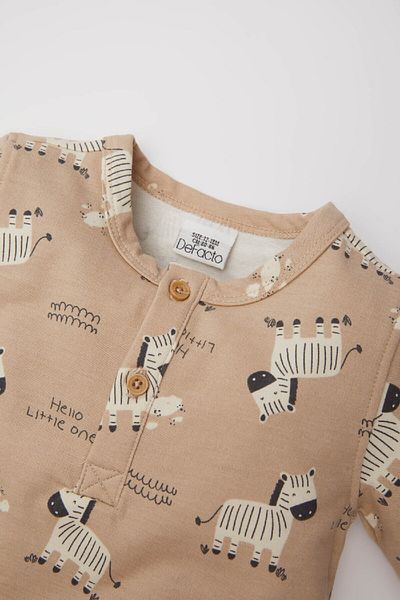 DeFacto Baby Boy Newborn Zebra Print Long Sleeve Romper D4134A524Wn