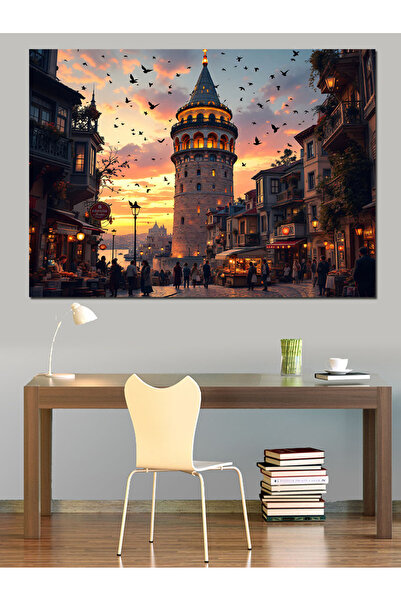 ekart Galata Kulesi Kalabalığı Dekoratif Kanvas - Mdf Ahşap Tablo