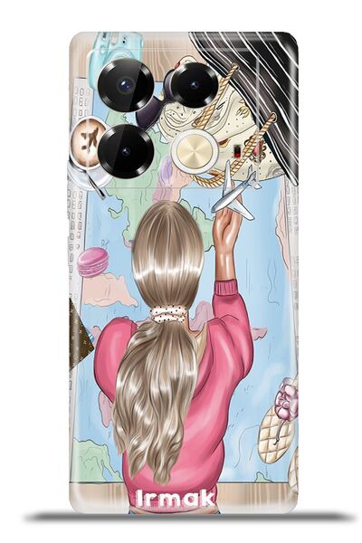 cupcase İnfinix Note 40 4g Silikon Esnek Kamera Koruma Kişiye Özel Isim Yazı - Gezgin Kız