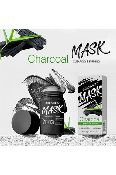 RousHun Charcoal Mask Stick – Purifying Clay Mask Stick for Deep Cleansing & Blackhead Removal