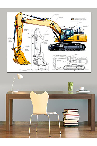 KanvasSepeti Технически строителни машини Декоративна маслена боя с текстура ...