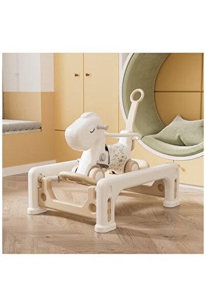 FULLJOY حصان هزاز مع مسند للظهر للأطفال الصغار مع لوح توازن قابل للفصل ومسند للقدمين 3*1